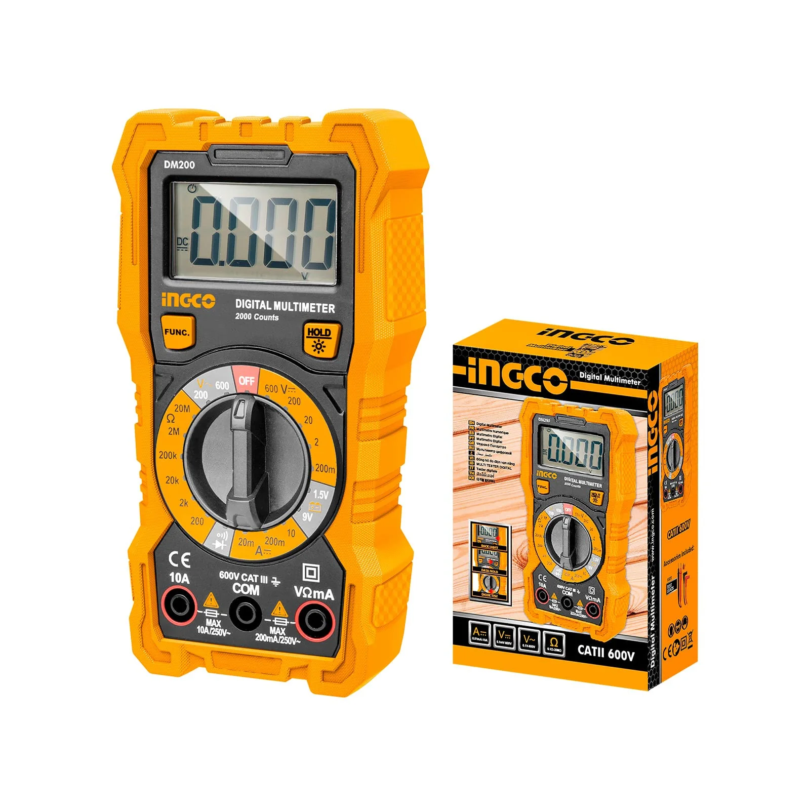 71EtrrV99ML.webp Ingco Digital multimeter 2000 counts 600v - Image 1